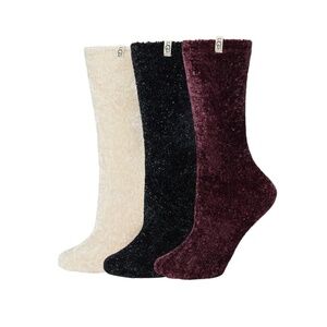 Womens UGG Leda Sparkle 3 Pack Sock, Cream/Wild Grape/Black. One Size. 1123776